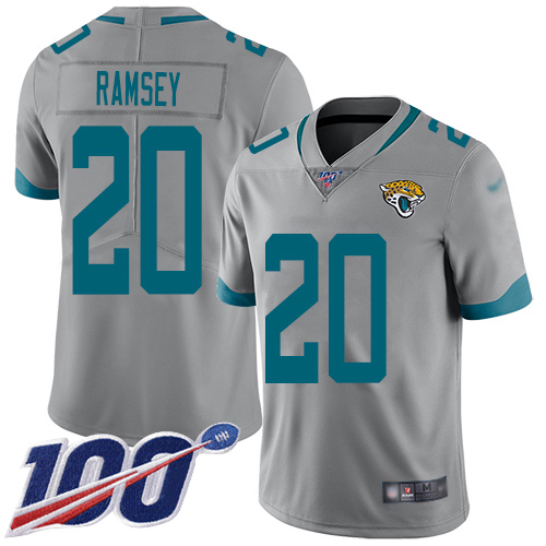 Nike Jacksonville Jaguars #20 Jalen Ramsey Silver Men Stitched NFL Limited Inverted Legend 100th Season Jersey